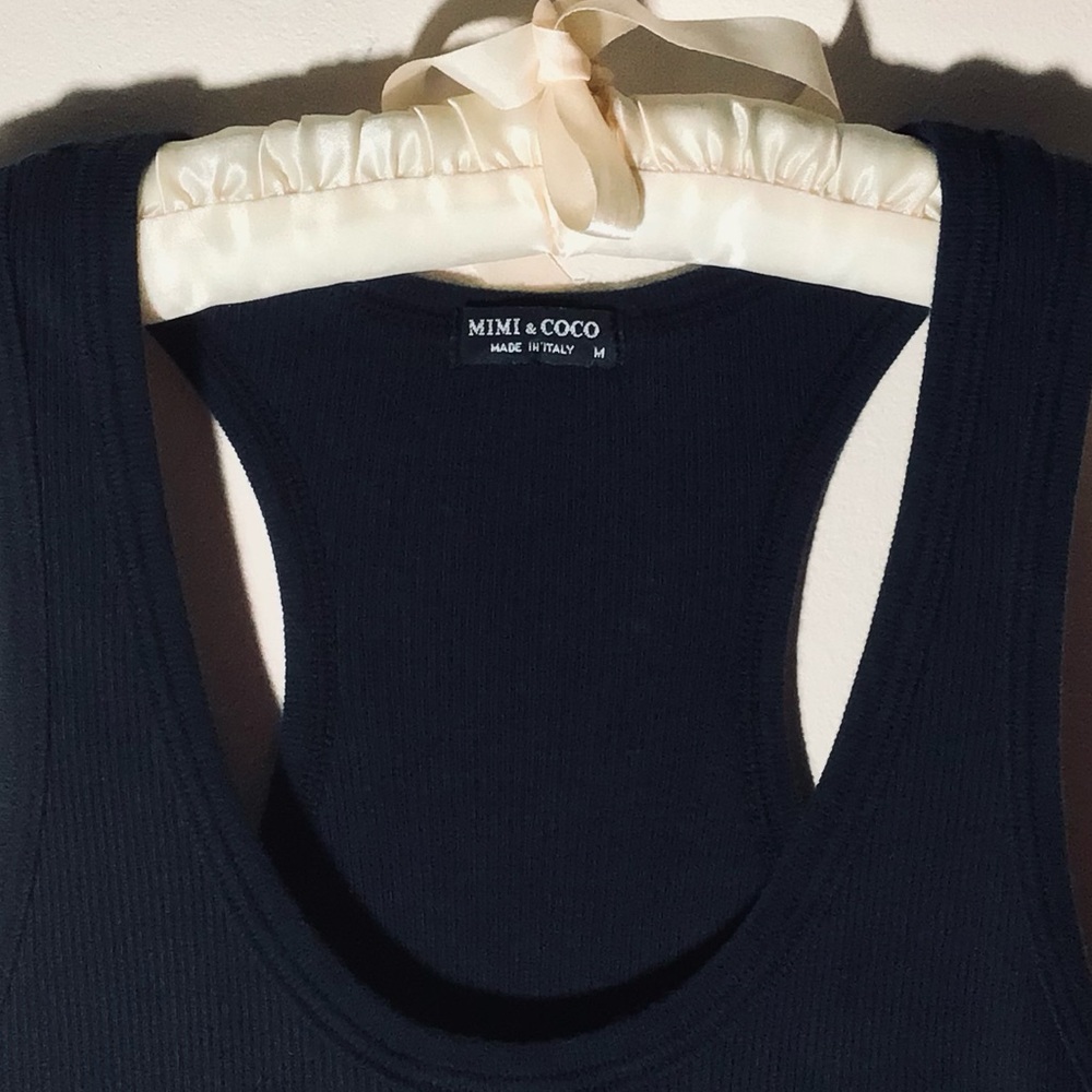 Anthropologie MIMI & COCO Ribbed Tank w/Lace Bottom/Dress Made in 🇮🇹 ITALY